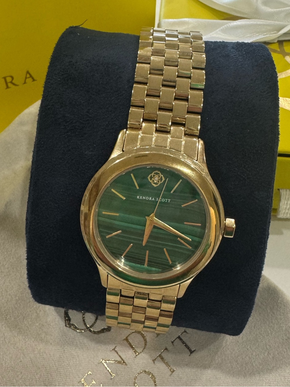 Kendra Scott Alex Gold Tone Stainless Steel 35mm Green Watch